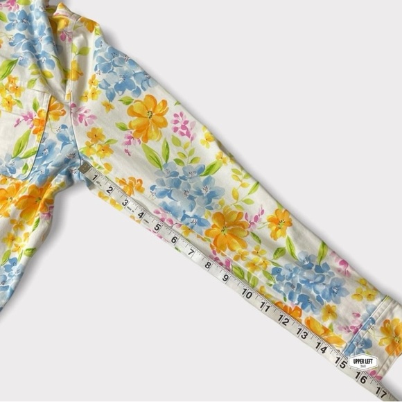 Stretch Denim Floral Jacket Full Zip Y2K Unique Jones New York Small - Picture 13 of 16